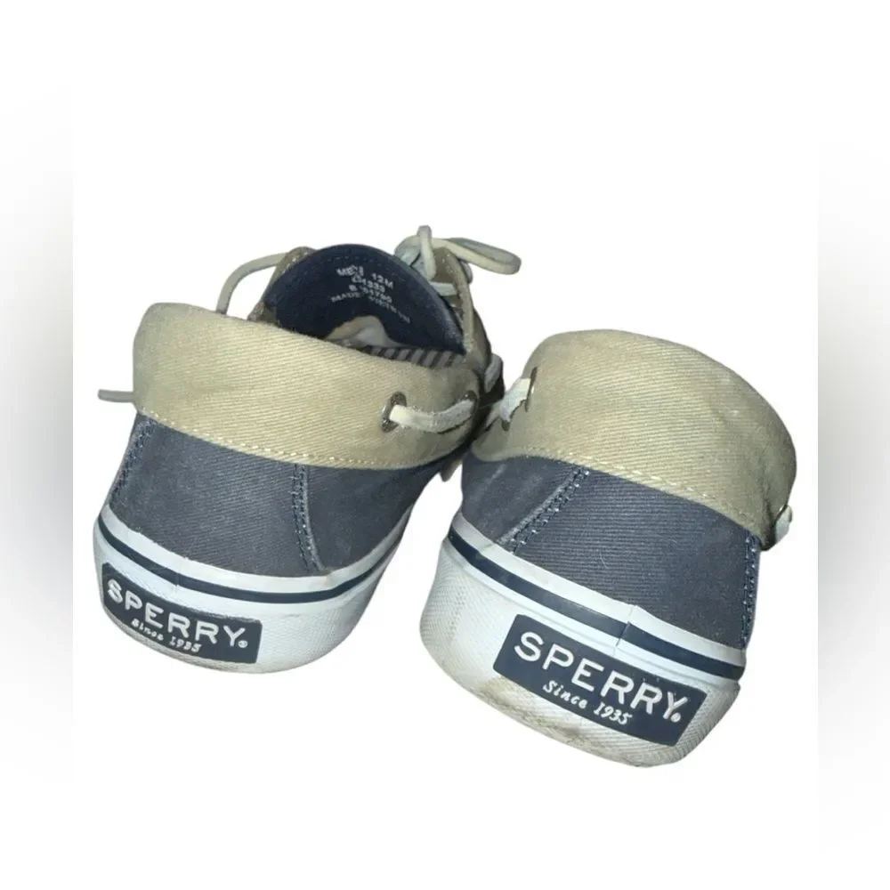 Sperry Men's canvas Rawhide laces Twill upper Navy and Tan Boat Shoes